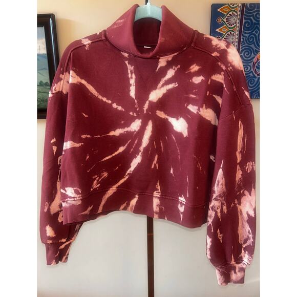 100% Cotton Wildberry Tie-dyed Cropped Cowl Neck Sweatshirt - Picture 1 of 9